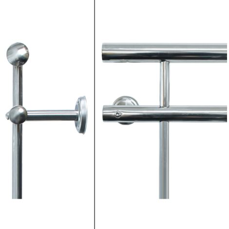 ECD Germany Garde-corps Balcon Français - 90 x 100 cm - avec 7 Barres Transversales - Appui Rambarde Balustrade Grille de Sécurité Balcon en Acier Inoxydable