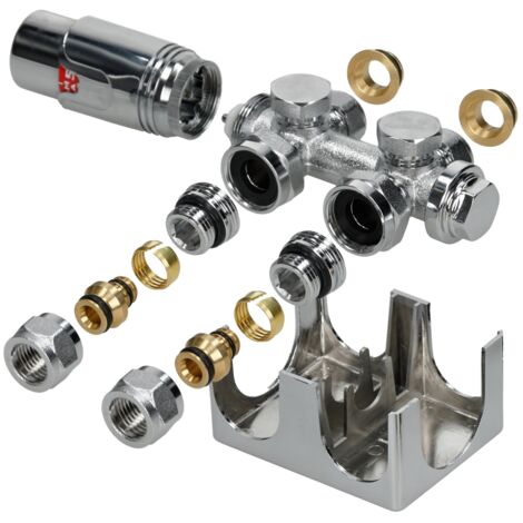 Bloc Robinet Thermostatique Pour Radiateur 50 Mm - Laiton Chromé - Vanne 2 Voies Avec Tête Réglable