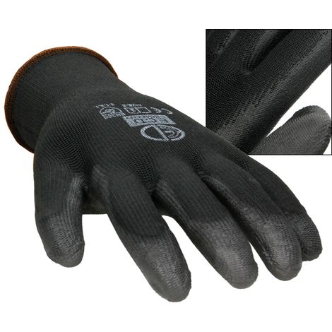 Gants de mécanicien - noir avec revêtement PU