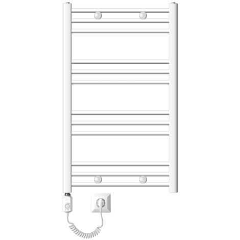 ECD Germany Radiateur Sèche-serviettes électrique 600 x 800 mm Barre courbé blanche 600W (1/5)