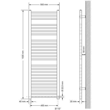 Ecd Germany Sèche-serviettes Sahara - 600 X 1200 Mm - Anthracite