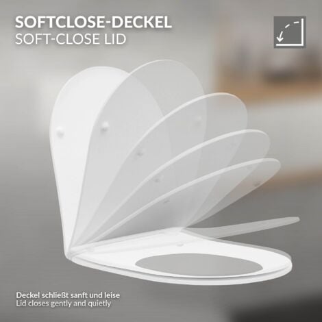 ECD Germany WC Suspendu Long - Rinçage sans Rebord - en Céramique - Fonction Bidet - Blanc - avec Abattant de Toilette en Plastique Fermeture Douce - Kit de Montage Mural Inclus - Design Moderne