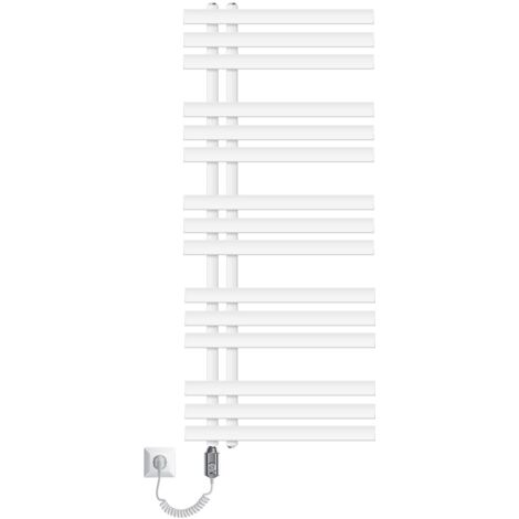 ECD Germany Radiateur Design Radiateur Sèche Serviette Porte Serviette Mural 500 x 1200 Blanc avec Chauffe-eau 1200W (1/5)