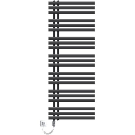ECD Germany Iron EM Design Radiateur Anthracite Electrique - avec Elément Chauffant Chrome 1200W - 600 x 1600 mm - Connexion Latéral - Kit de Montage Mural Inclus - Sèche-Serviettes Salle de Bain (1/5)