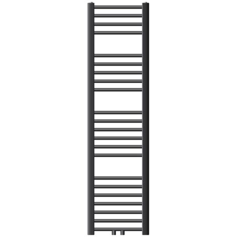Luxebath – Radiateur sèche-serviettes eau chaude 300 x 1400 mm – Puissance 433W – Anthracite – Droit avec raccordement central (1/5)