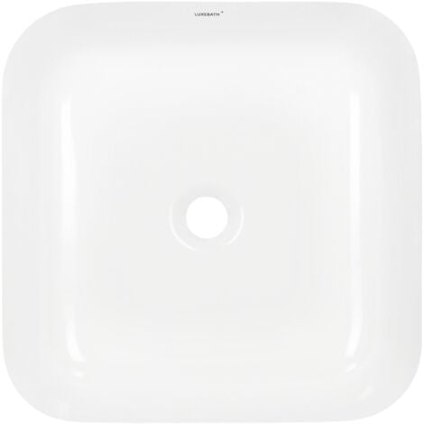 ECD Germany Lavabo de Salle de Bain, 390x390x140 mm, Angulaire, en Céramique, Blanc, Vasque à Poser Évier Lave-Mains pour Toilette, sans Kit de Vidange, Cuvette de Lavage, Design Moderne Minimaliste