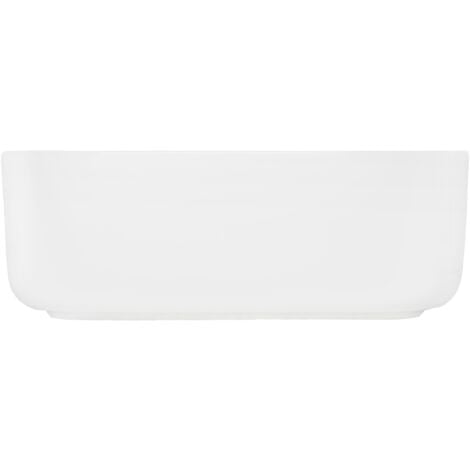 ECD Germany Lavabo de Salle de Bain, 390x390x140 mm, Angulaire, en Céramique, Blanc, Vasque à Poser Évier Lave-Mains pour Toilette, sans Kit de Vidange, Cuvette de Lavage, Design Moderne Minimaliste