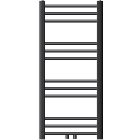 Luxebath – Radiateur sèche-serviettes non électrique 400 x 800 mm – Anthracite – Connexion centrale – 317W pour chauffage optimal – Kit montage mural inclus