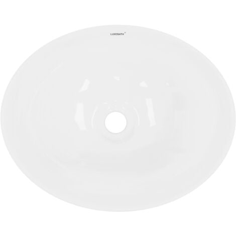 ECD Germany Vasque à Poser Lavabo - Ovale - 410 x 330 x 142 mm - en Céramique - Blanc - Évier Lave-Mains Salle de Bain - Connexion Standard - Design Classique - Sans kit de vidange
