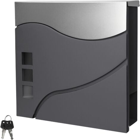 ECD Germany Boîte aux Lettres - 37 x 10,5 x 36,5 cm - avec Compartiment à Journaux et Fenêtres - en Acier Inoxydable - Anthracite/Argent - Matériel de Montage et Clés Inclus - Design Moderne (1/5)