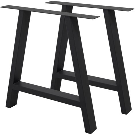 Ecd Germany – Set de 2 pieds de table A-Form 70 x 72 cm – Acier revêtu de poudre noir – Support stable pour table à manger ou bureau (1/5)