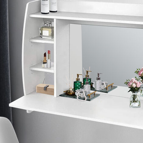 ML-Design Coiffeuse Table de Maquillage Rose avec Tabouret , Miroir et 4  Tiroirs , 75x140x40 cm, Table de Toilette en Bois MDF, Table de Cosmétique  Style Maison de Campagne pour Femmes et Filles