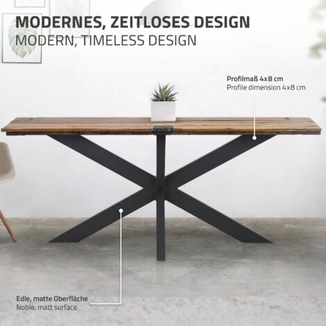 ML-Design Pied de Table Spider 78x71x150 cm, Structure en Croix, Noir, en Métal, Revêtement en Poudre, 150 kg, Design Industriel, Protection du Sol Inclus, Construction Robuste, Matériel de Fixation