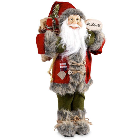 ECD Germany Figurine de Père Noël Traditionnelle en Polyrésine, 22x 14x47 cm, Décoration Rouge Vert, Ornement Poupée de Table d'Hiver pour Noël, Statue Santa Claus pour Fête, Déco pour Maison Cheminée (1/5)