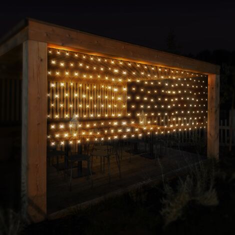 Guirlande lumineuse rideau 20 tombées 400 LED blanc chaud 8 jeux de lumière  - RETIF