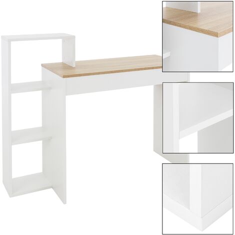 Bureau adulte table de travail avec étagère 112 cm couleur chêne