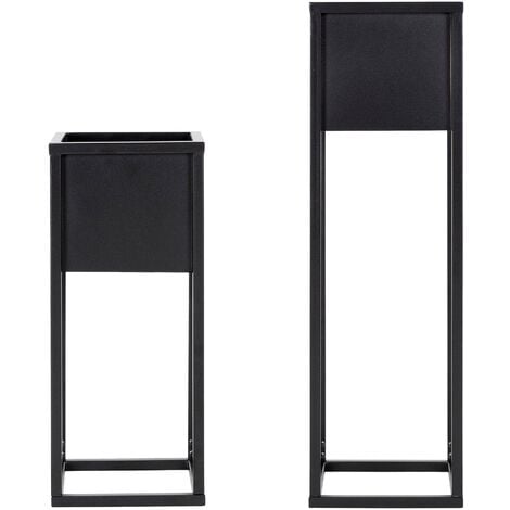 ML-Design Supports pour Fleurs, Set de 3 en Métal Noir, 60x20x80