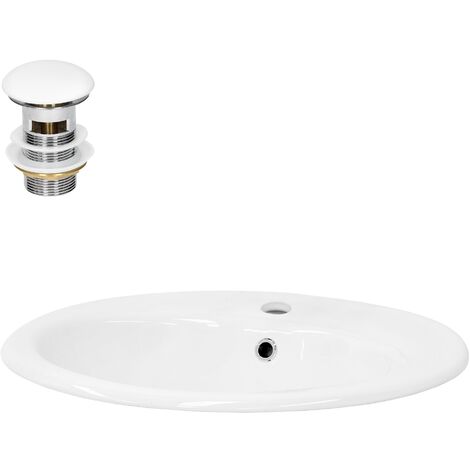 ML-Design Lavabo en Céramique, Blanc, 41x41x12 cm, Forme Anguleux, avec Garniture de Vidage