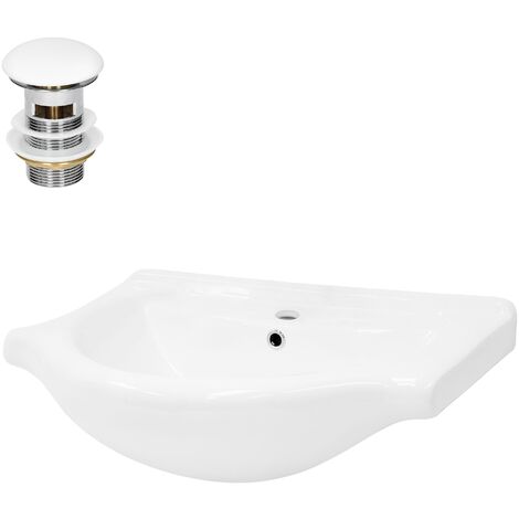 ML-Design Lavabo En Céramique Blanc 67,5x21,5x51,5 Cm Avec Garniture De Vidage Et Trop Plein 675x215x515 Mm 59427671