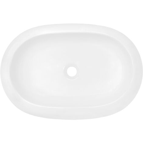 Vasque à Poser Céramique Blanc - 33.5x25.5x13 Cm - Garniture Vidage Laiton Chromé - Neuf