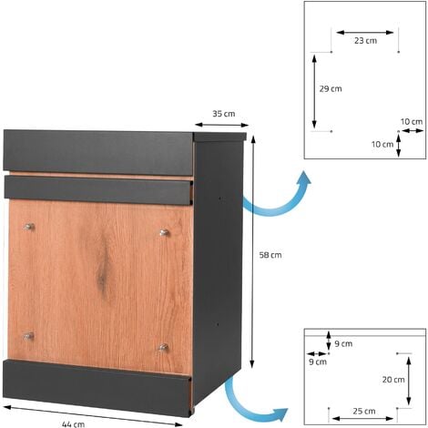 Boîte aux lettres pour colis avec support 44x35x58 cm anthracite/imitation  bois en acier galvanisé ML-Design