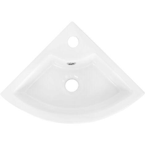 ML-Design Lavabo en Céramique Blanc Brillant, 46x33x13 cm, Anguleux, Vasque à Poser sur Plan de Toilette, Lave-Mains Évier pour la Salle de Bain/WC Invités, Design Moderne, sans Matériel de Montage