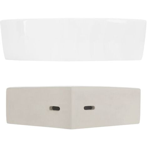 ML-Design Lavabo en Céramique Blanc Brillant, 46x33x13 cm, Anguleux, Vasque à Poser sur Plan de Toilette, Lave-Mains Évier pour la Salle de Bain/WC Invités, Design Moderne, sans Matériel de Montage