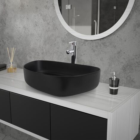 Lavabo Céramique Blanc Brillant En Forme De Diamant – Dimensions 42x13.5 Cm, Marque ECD-Germany