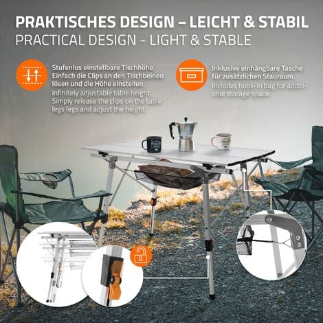 COSTWAY Table de Camping Pliante en Aluminium à Latte Enroulable, Table  Pliante Extérieure Charge 50kg avec
