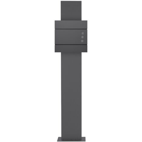 ECD Germany Boîte aux Lettres sur Pied, Anthracite, 37x10,5x36,5 cm, Acier Inoxydable, Moderne, Mailbox avec Compartiment à Journaux, 2 Clés, Support Anthracite Haut 170 cm, Materiel de Montage Inclus