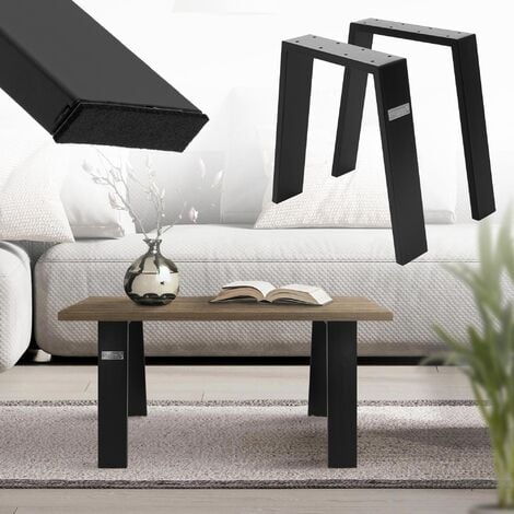 ML-Design Jeu 2x Pieds de Table Loft 44x42 cm, Noir, Profil 8x2 cm, Acier,  Design