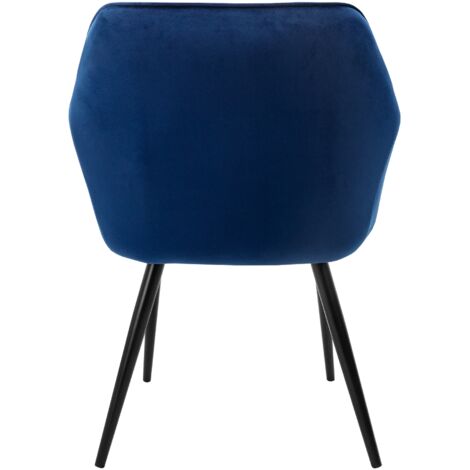 Lot De 2 Chaises Velours Bleu Foncé - Style Rétro - Pour Salle à Manger Ou Bureau - Neuf