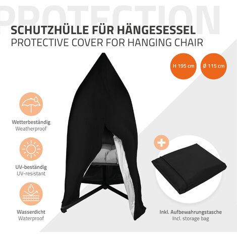 Housse De Protection Pour Chaise Suspendue - 190x115 Cm - Oxford Imperméable - Noir