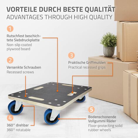 Chariot à Roulettes Meister 400 Kg – Plaque Sérigraphie 590x490 Mm, Roues PA 100 Mm, Antidérapant & Robuste