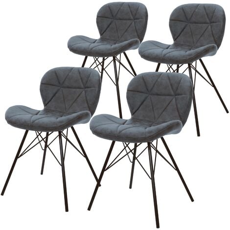 Lot de 4 chaises grises pas cher pour salle à manger - MIA