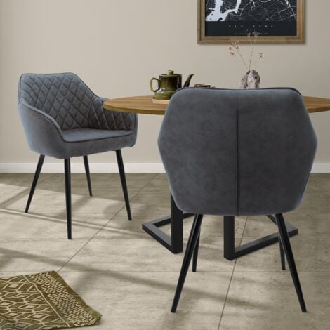 Lot de 2 chaises style fauteuil velours gris anthracite - Made In