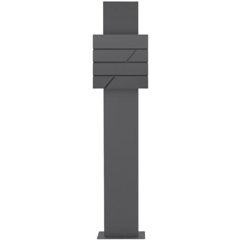 ECD Germany Boîte aux Lettres sur Pied, Anthracite, 37x11x37 cm, en Acier Inoxydable Laqué Époxy, Moderne, Compartiment à Journaux, 2 Clés, Support Anthracite Haut 170 cm, Materiel de Montage Inclus