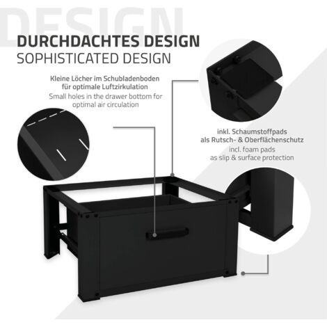 ML-Design Kit De Superposition Universel Avec Plateau Coulissant, Acier, 60x60 Cm, Noir, Cadre