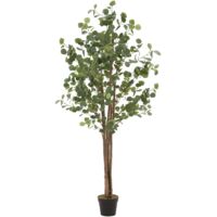 ML-Design Eucalyptus Artificiel 180 cm Décoratif, Plante Verte Grande avec Tronc en Bois Naturel, Fausse Plante en Pot, Déco Aspect Naturel, Arbre pour Intérieur/Extérieur Chambre Balcon Salon Bureau