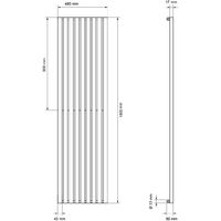 ECD Germany Radiateur vertical Stella Design - 480 x 1800 mm - Blanc - Radiateur sèche-serviettes pour salle de bain - pas électrique