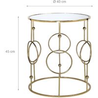 Table gigogne 2x verre miroir table basse en métal doré Ø 40/45 cm WOMO-DESIGN®