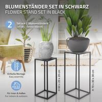 ML-Design - Set De 2 Supports à Plantes Métalliques Noirs - Dimensions 27x27x48,5 Cm Et 35,5x34x75 Cm - Acier Poudré - Pour Intérieur/extérieur - 3