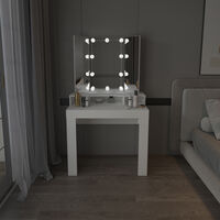 Table de maquillage blanc table de coiffeuse moderne avec miroir + éclairage LED