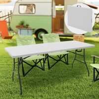 Table de camping, Pliable, en Plastique solide, 183 x 76 x 74 cm