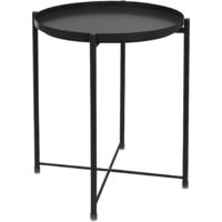 ML-Design Table d'Appoint Ronde Ø 45 x H 52 cm, en Métal, Noir, avec Plateau Amovible, Solide et Robuste, Basse de Chevet Salon pour Boissons Snacks, Matériel de Montage Inclus