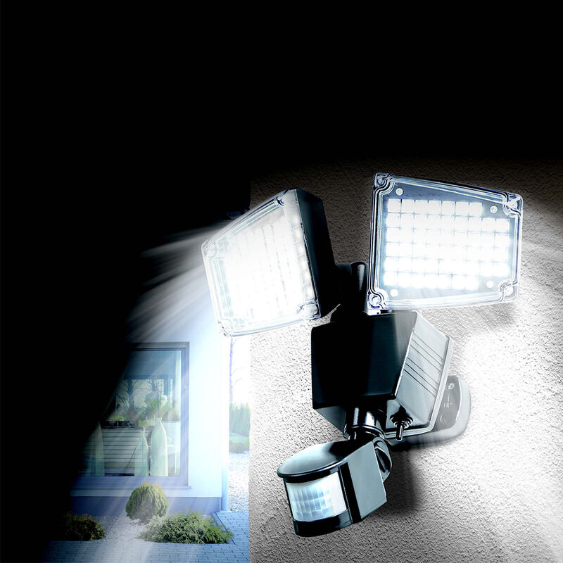 100LED Solarlampe Solarleuchte /& Bewegungsmelder Außen Fluter Sensor Strahler