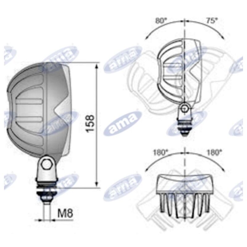 Faro lavoro LED 12-24V 18W 1500LM - Ricambi Agricoli : Vendita Online