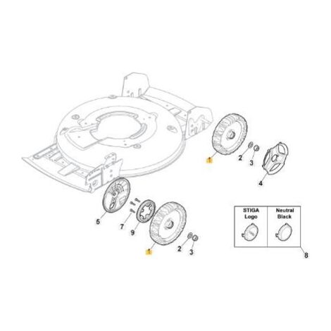 RUOTA COMPLETA ALU D=210 STIGA'15 ORIGINALE STIGA - 381007494/0