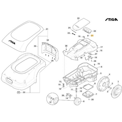 Sfiato a scatto robot tagliaerba modelli A1000 A1500 ORIGINALE STIGA 118564531/0