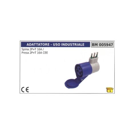 Adattatore industriale spina 2 poli+terra 16A presa 2 poli+terra 16A CEE  005947